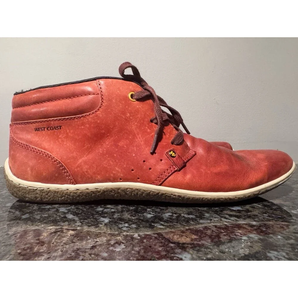 West Coast Men's Red Leather Chukka Lace Up Casual Shoes US 12 EU 46